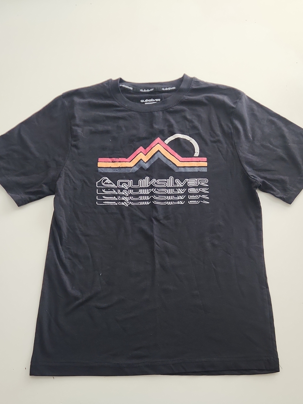 Quiksilver Black Retro Sunset Graphic Logo Tee Shirt S